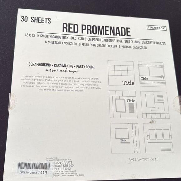 Colorbök Red Promenade 12x12 Cardstock – 27 Sheets, Assorted Red Shades, Smooth - Picture 4 of 10